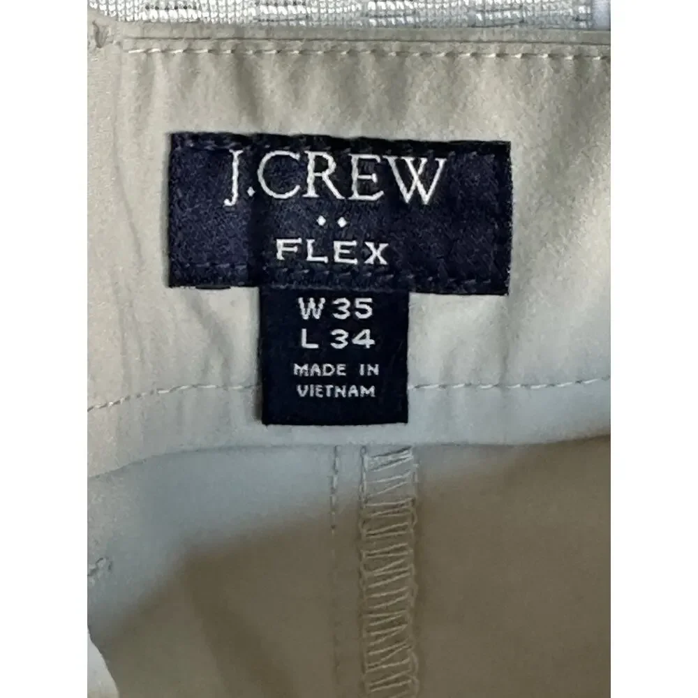 J. Crew Flex Slim Mens Casual Pants Flat Front Stretch Khaki Size 35